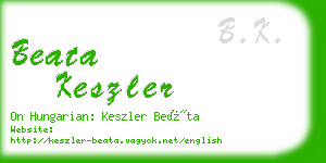 beata keszler business card